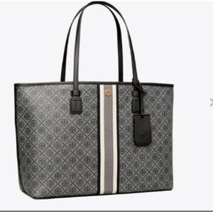 Tory Burch Black and Gray Monogram Tote